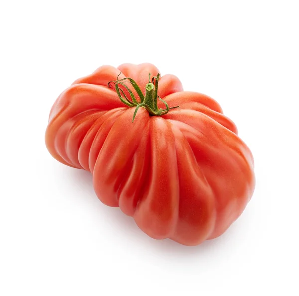 Fresh Ripe Tomato Closeup Isolated White Background — Stockfoto