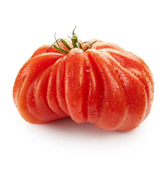 Fresh Ripe Tomato Closeup Isolated White Background — Stock Photo, Image