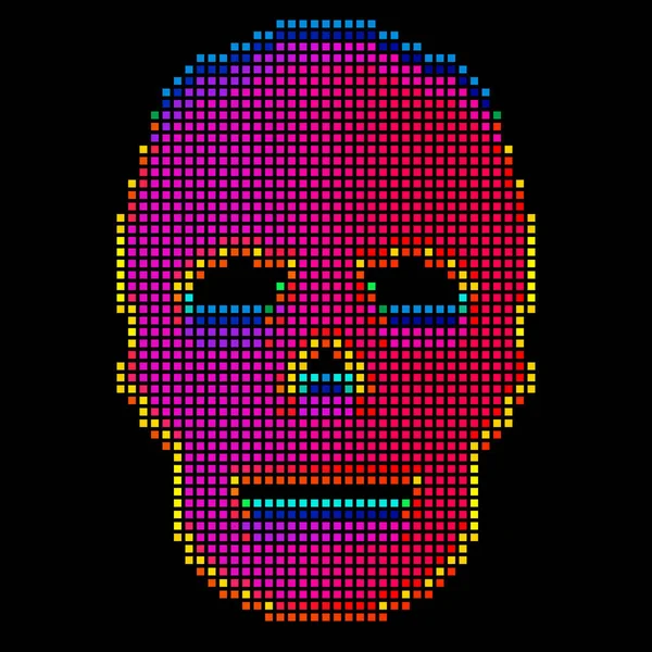 Pixel skull neon style vibrant illustration background art installation