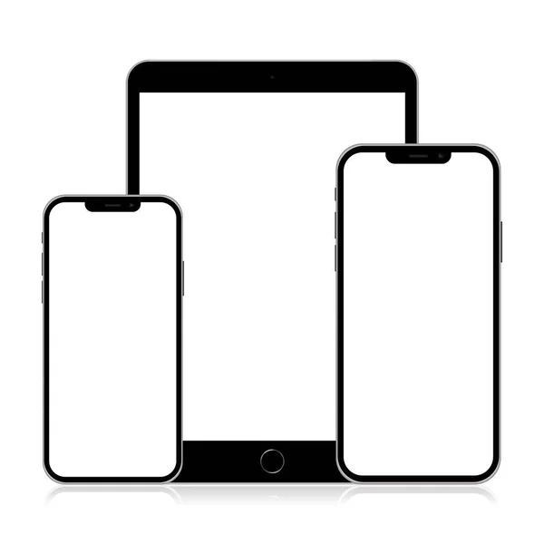 Tablet Teléfono Móvil Aislados Sobre Fondo Blanco —  Fotos de Stock
