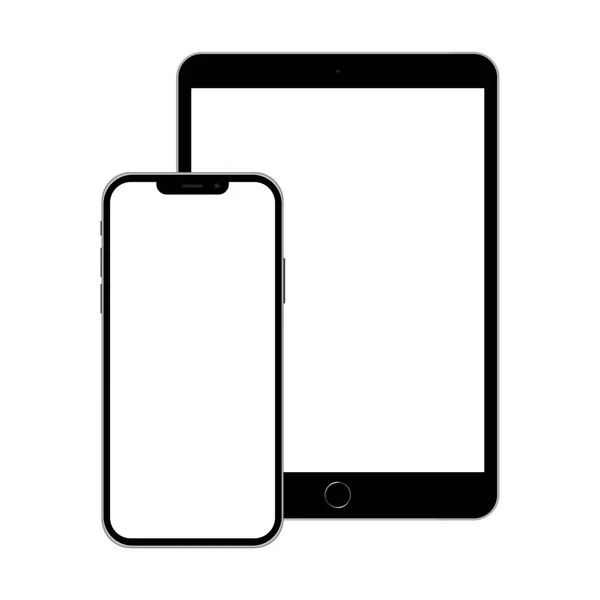 Tablet Und Handy Isoliert Auf Weißem Hintergrund — Stockfoto