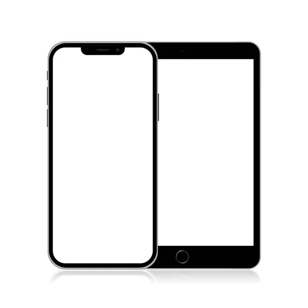 Tablet Teléfono Móvil Aislados Sobre Fondo Blanco — Foto de Stock