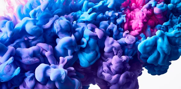 蓝色和粉色水彩画背景的水花 — 图库照片
