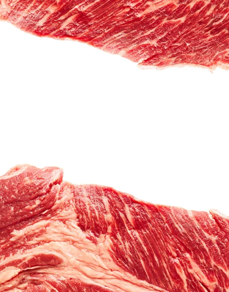 Tranche Steak Boeuf Cru Isolé Sur Fond Blanc — Photo