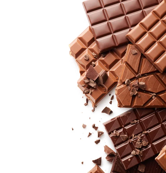 Beyaz Arkaplanda Izole Edilmiş Çikolata Çubuğu Arkaplanı Sınırı — Stok fotoğraf