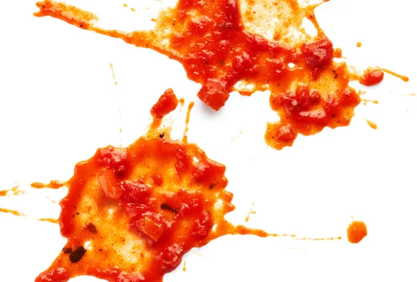 Salsa Manchas Ketchup Manchas Aisladas Sobre Fondo Blanco —  Fotos de Stock