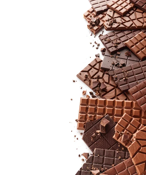 Fronteira Barra Chocolate Isolada Fundo Branco — Fotografia de Stock