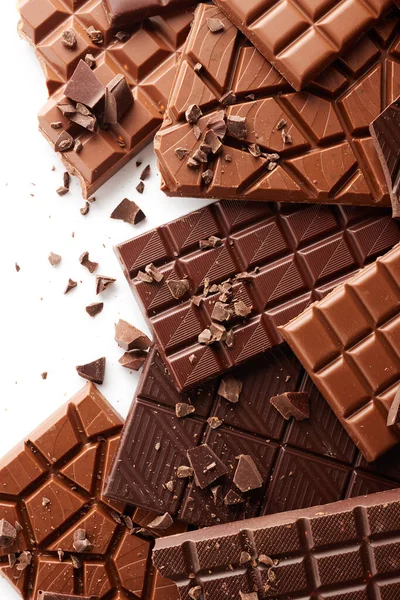 Rand Des Schokoladenblocks Isoliert Auf Weißem Hintergrund — Stockfoto