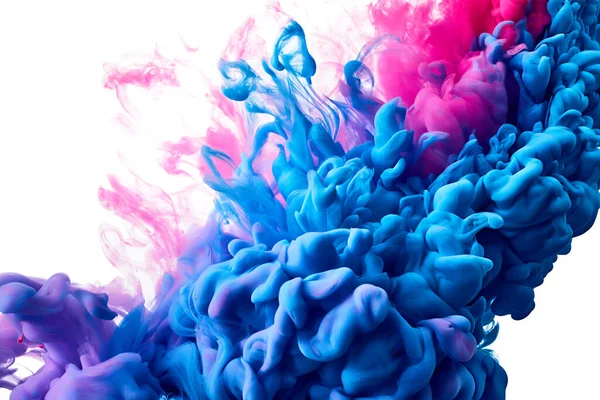 Blauwe Roze Spatel Verf Water Witte Achtergrond — Stockfoto