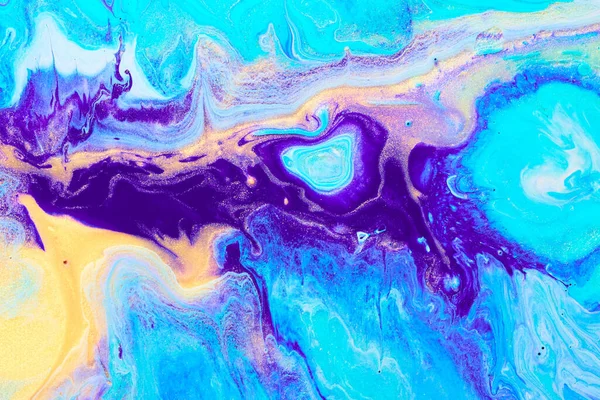 青と紫の流れるような塗料の質感 論文マーブルアブストラクト背景 — ストック写真