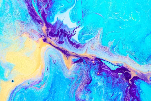 Blau Fließende Farbtextur Papier Marmoriert Abstrakten Hintergrund — Stockfoto