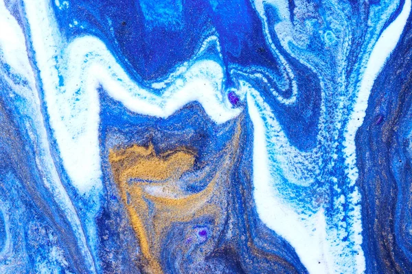 Синие Золотые Краски Текстуры Бумажный Мраморный Фон — стоковое фото