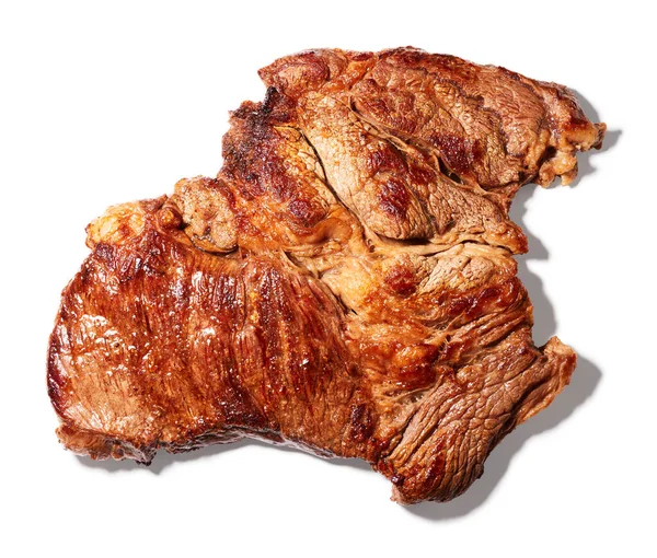 Gegrilde Biefstuk Geïsoleerd Witte Achtergrond — Stockfoto
