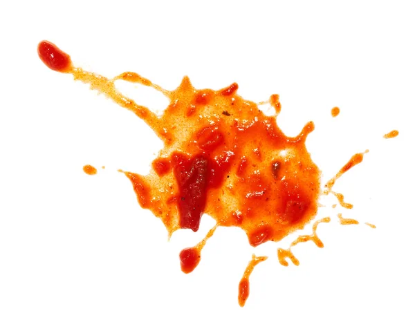 Mergulho Ketchup Manchas Manchas Isoladas Fundo Branco — Fotografia de Stock