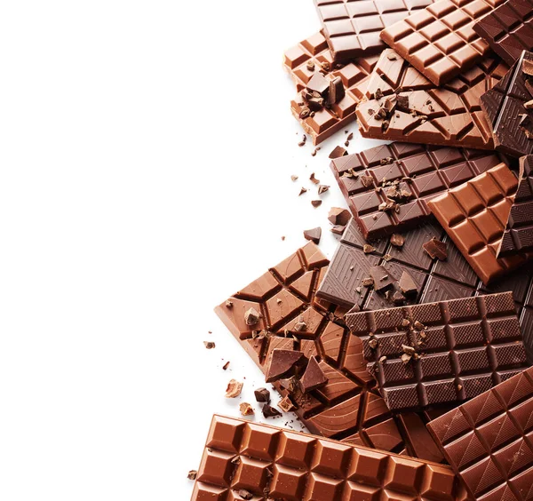 Fronteira Barra Chocolate Isolada Fundo Branco — Fotografia de Stock