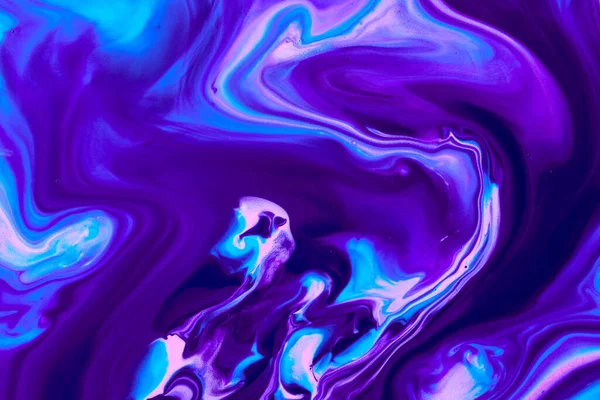 Paars Blauw Stromende Verf Textuur Papier Gemarmerde Abstracte Achtergrond — Stockfoto