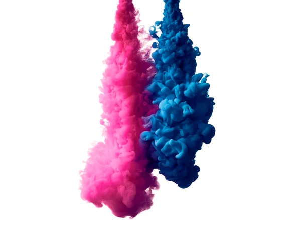 Φωτογραφία Του Πιτσιλίσματος Του Μπλε Και Ροζ Χρώμα Στο Νερό — Φωτογραφία Αρχείου