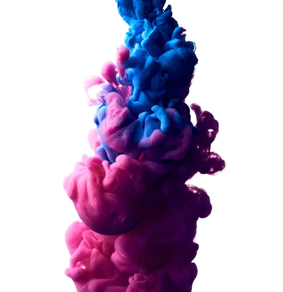 Stock image Photo of splash of blue and pink paint in water over white background