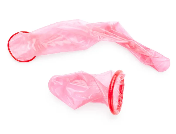 Rote Kondome Isoliert Auf Weißem Hintergrund — Stockfoto