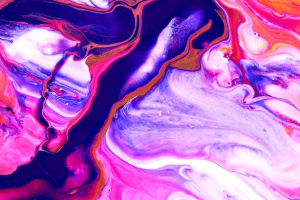 紫色粉红流动的油漆纹理 大理石纸摘要背景 — 图库照片