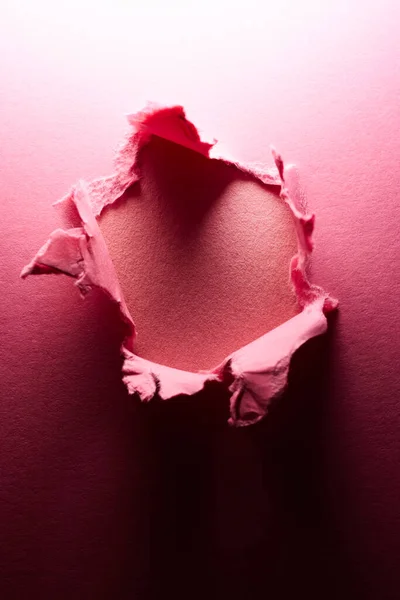 Pink Paper Background Hole Center — Stock Photo, Image