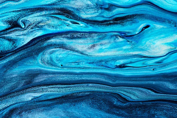 Textura Pintura Azul Fluida Papel Mármol Fondo Abstracto — Foto de Stock