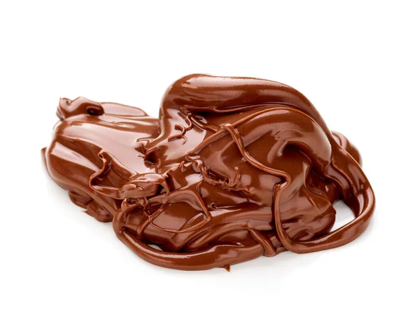在白色背景上分离的融化巧克力核 — 图库照片