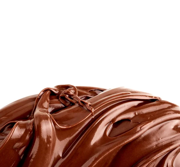 在白色背景上分离出的巧克力核奶油质感 — 图库照片