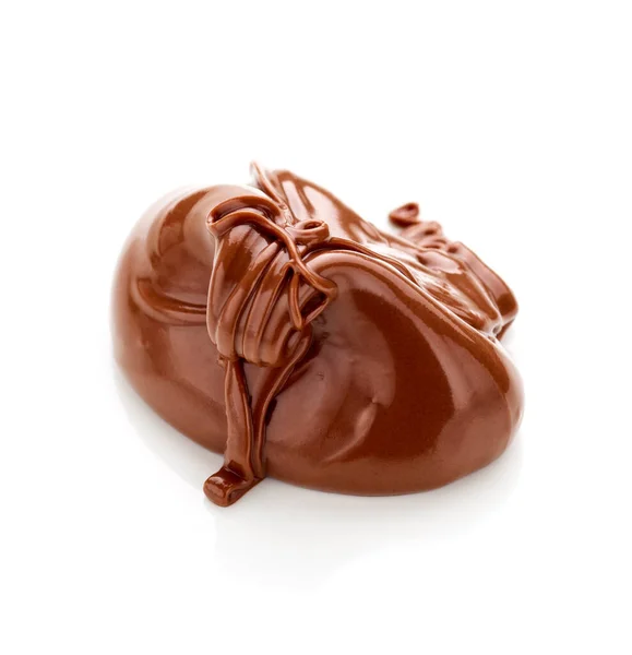 Λιωμένη Σοκολάτα Nutella Απομονωμένη Λευκό Φόντο — Φωτογραφία Αρχείου