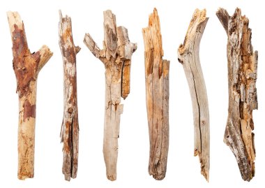 Broken wooden sticks isolated on white background