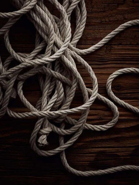 Dark Vintage Marine Background Old Hemp Rope — Stock Photo, Image
