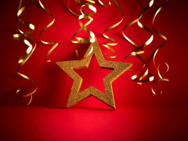 Happy New Year 2024 Red Sparkle Background Golden Star Serpentine — Stock Photo, Image