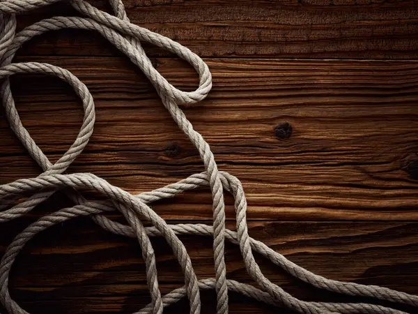 Dark Vintage Marine Background Old Hemp Rope — Stock Photo, Image