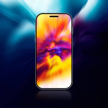 Soyut geleceksel arkaplan üzerinde cep telefonu
