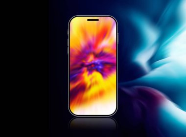 Soyut geleceksel arkaplan üzerinde cep telefonu