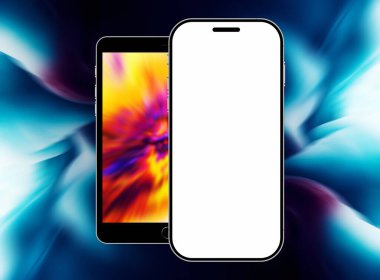 Soyut geleceksel arkaplan üzerinde cep telefonu