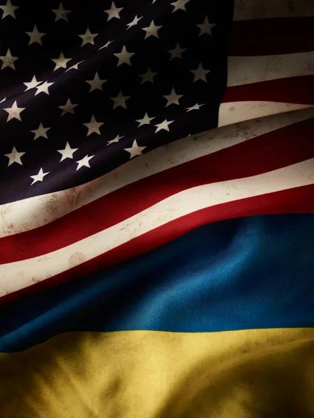 USA flag and Ukrainian flag background