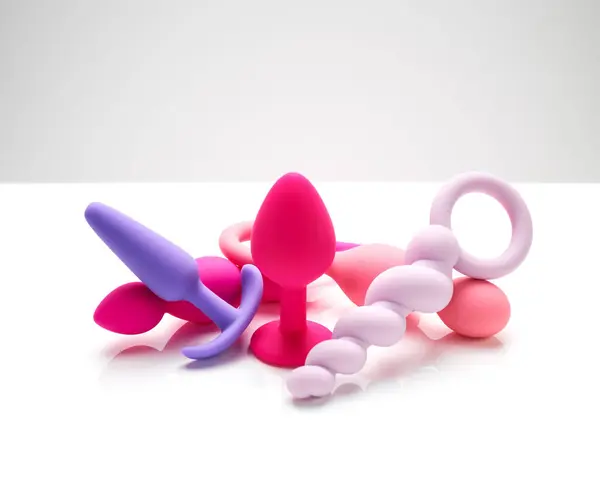 Anal Plugs Dildo Sex Toys Isolated White Background — Stock Fotó