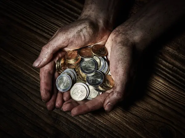 Рука Держит Монеты Евро Центов — стоковое фото