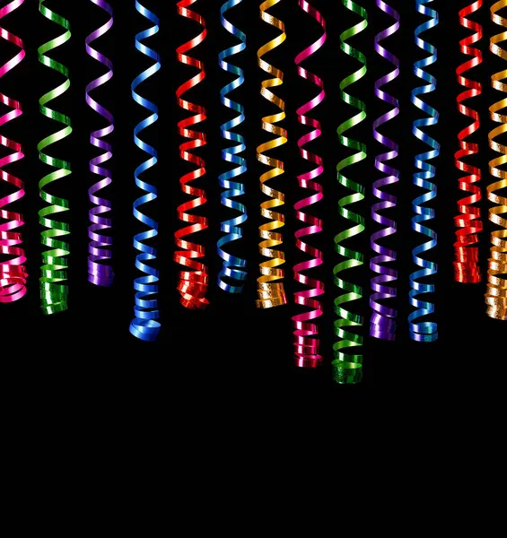 Decorative Multicolored Streamer Ribbons Black Royalty Free Stock Photos