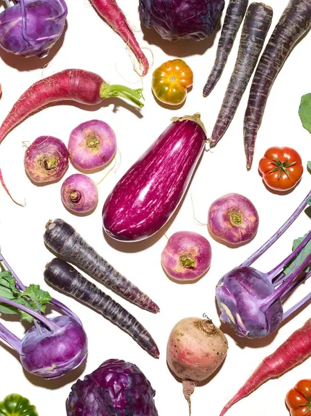 Ekologická Bio Zelenina Zasazená Bílém Pozadí Stock Obrázky