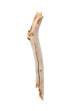 Broken wooden stick isolated on white background