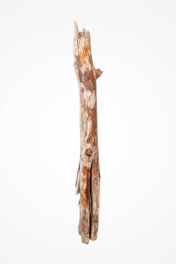 Broken wooden stick isolated on white background