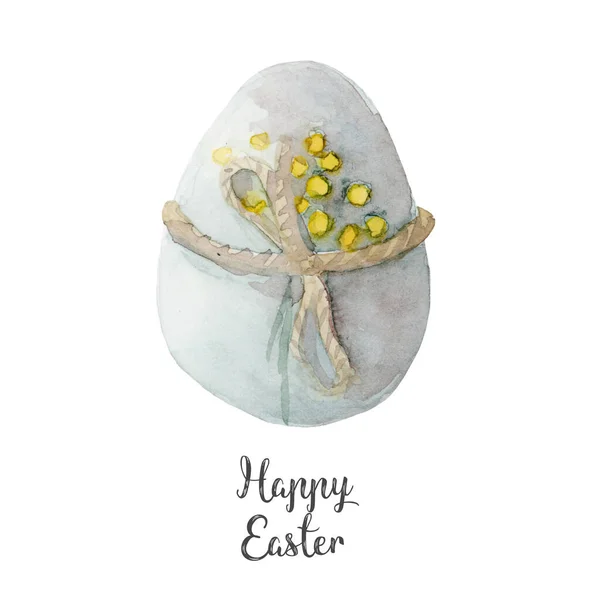 Happy Easter Eggs Decorated Flowers Watercolor Illustration White — Stock Photo, Image