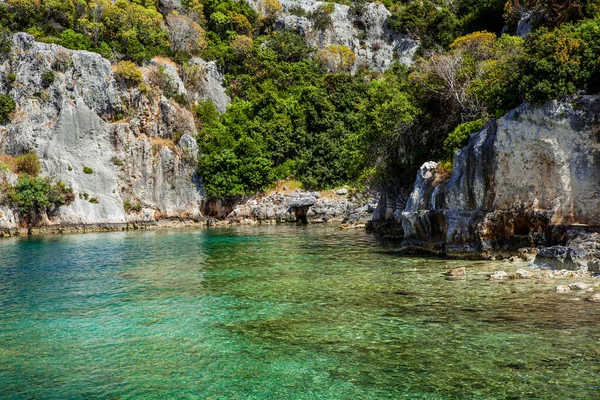 Türkische Lykische Inseln Mittelmeer Azurblaues Wasser Sommer Sonniger Tag Urlaub — Stockfoto