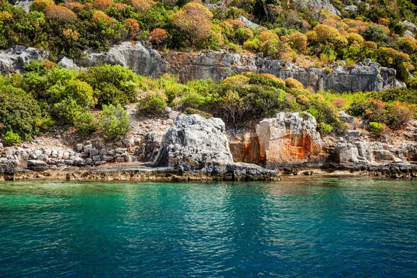 Ilhas Lícias Turcas Mar Mediterrâneo Água Cor Azul Verão Dia — Fotografia de Stock