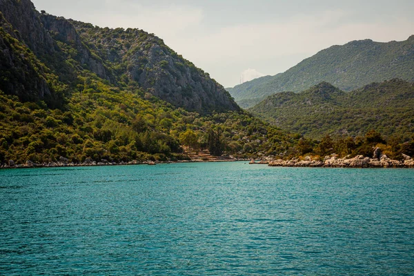 Török Lycian Szigetek Földközi Tengeren Azúr Színű Víz Nyár Napos — Stock Fotó