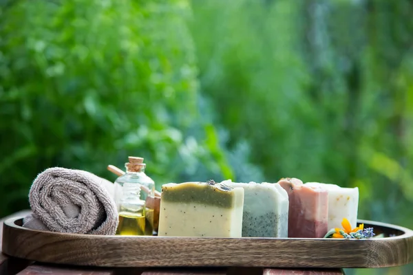 Natural Soap Organic Skincare Soap Homemade Natural Bodycare Products Body — Fotografia de Stock