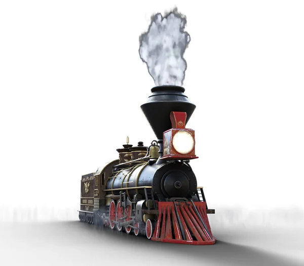 vintage steam train engine illustration front
