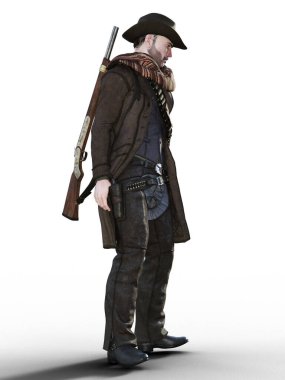 Şapka çizimi takan batı kovboyunun yan görünüşü